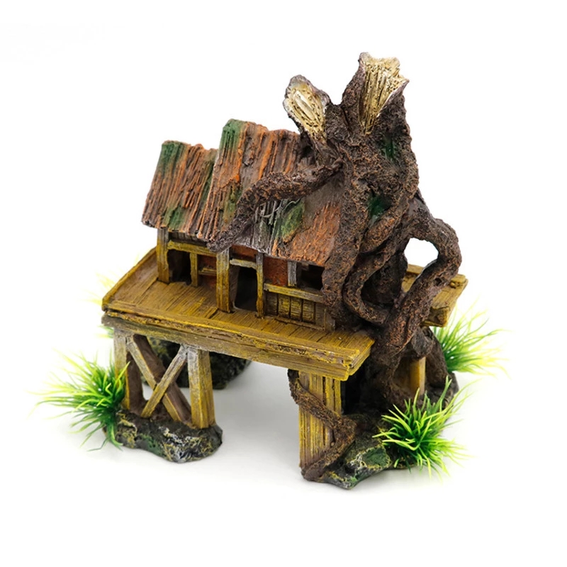 Aquarium Decor - A71Z Aquarium ตกแต่งประดิษฐ์ปลาสัตว์เลื้อยคลาน House Shelter ถังปลาภูมิทัศน์เรซิ่นอาคารเครื่องประดับตกแต่ง