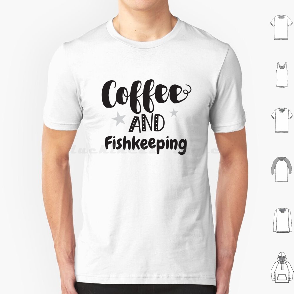 Aquarium Fish Keeping - เสื้อยืดลายกาแฟและปลา ไซส์ใหญ่ ผ้าฝ้าย 100% สำหรับผู้หญิง ลายปลาสวยงาม
