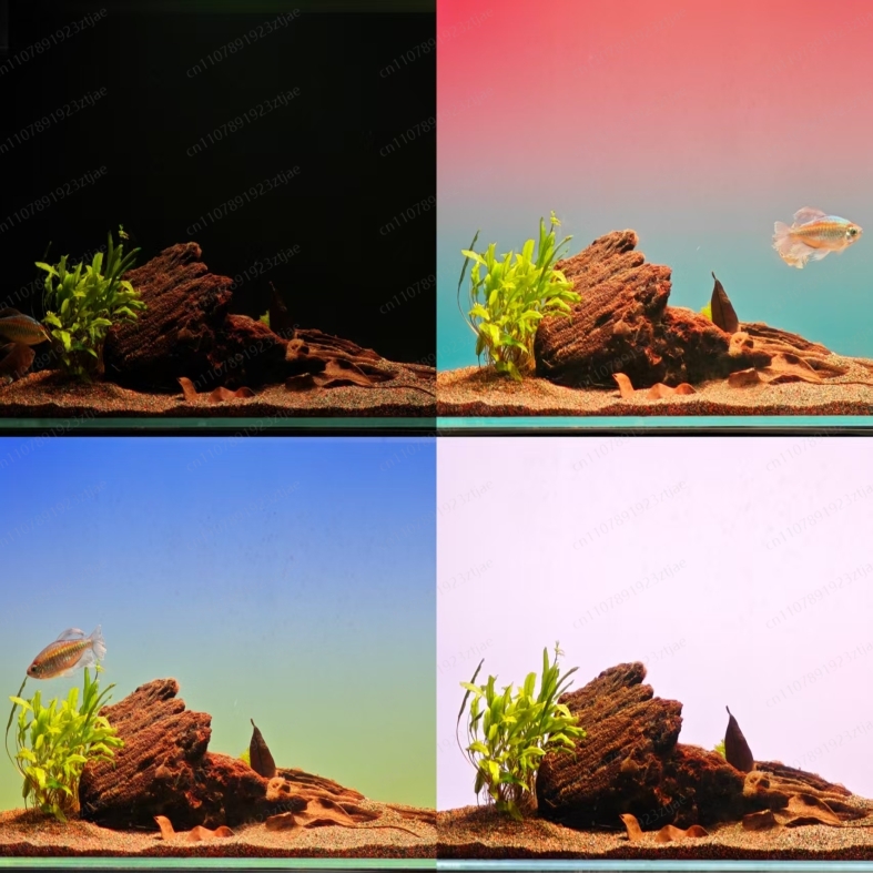 Aquarium Light - แผงไฟอะคริลิคสีดำสำหรับตกแต่งตู้ปลา, ไฟ LED RGBW ปรับไล่เฉดสีได้ ควบคุมแยกส่วน