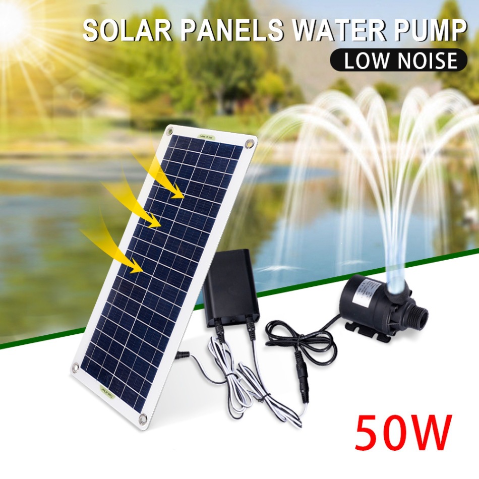 Aquarium Pump - ชุดปั๊มน้ำพลังงานแสงอาทิตย์ 50W มอเตอร์ DC ไร้แปรงเสียงเบา ปั๊มน้ำแบบจุ่มใต้น้ำ